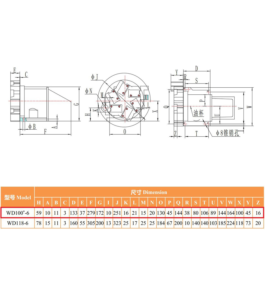 Схема револьверной головки WD100-6